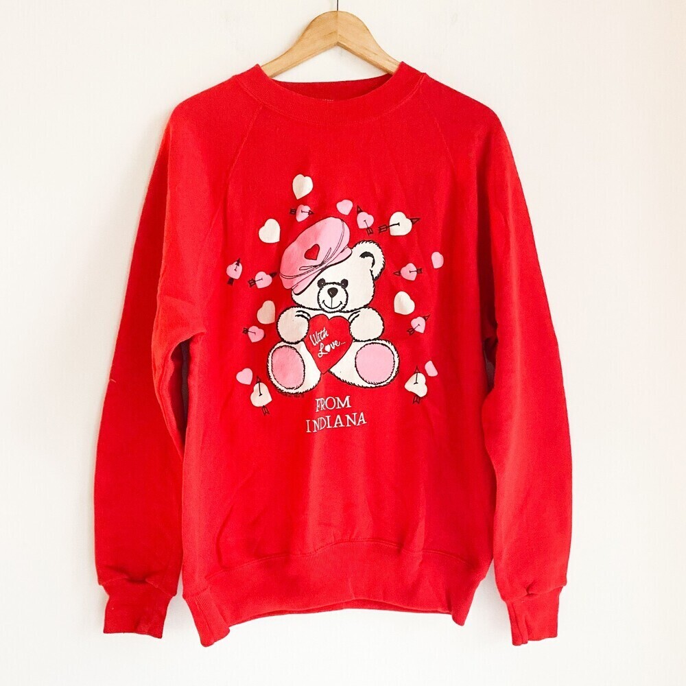 Vintage Santee Sweats With Love from Indiana Teddy Bear Print Sweatshirt XL